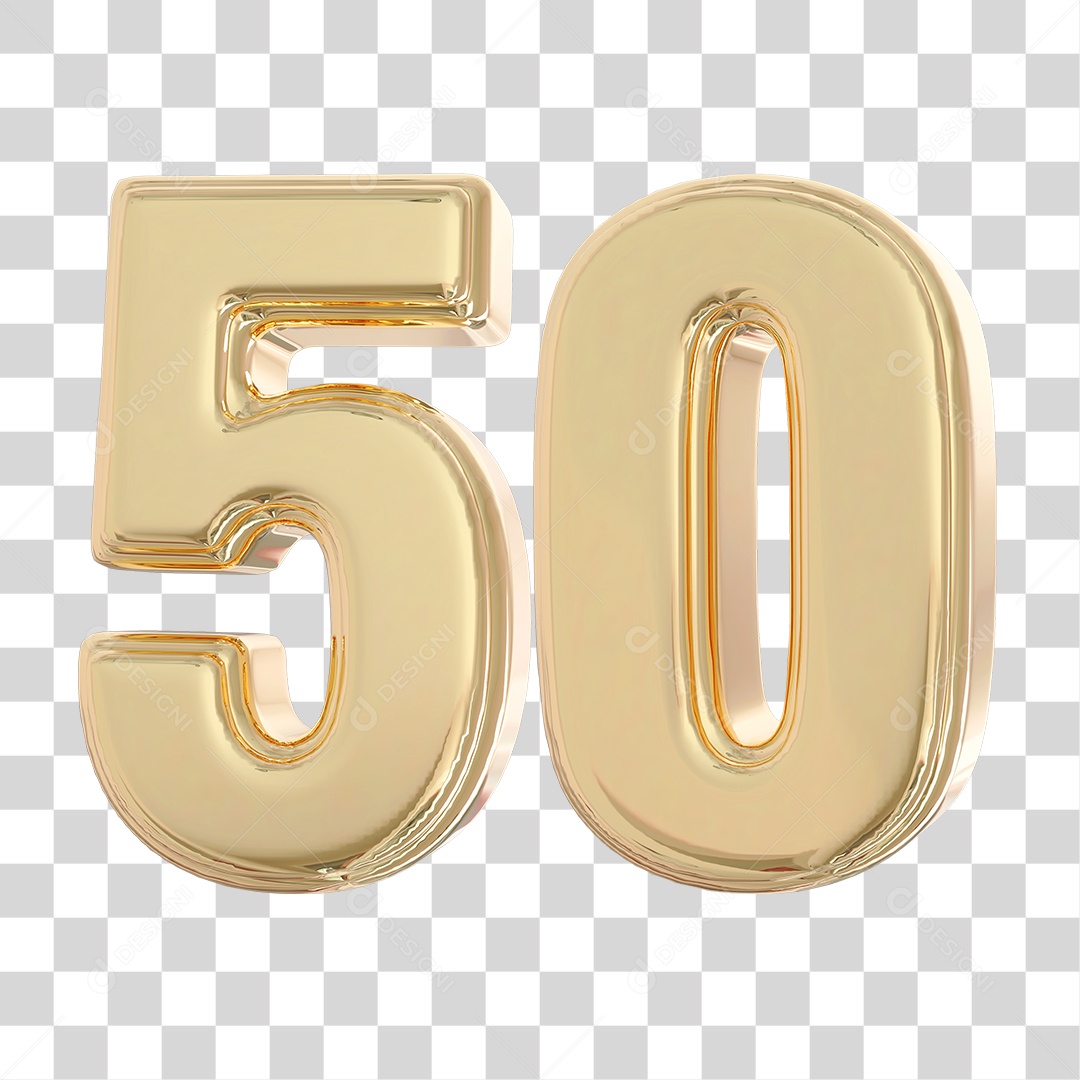 Elemento 3D Para Composição Número 50 Dourado PNG Transparente