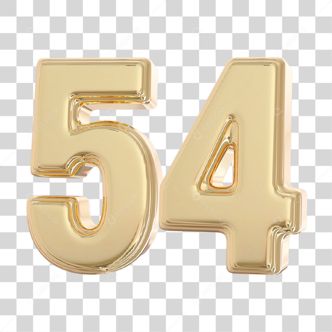 Elemento 3D Para Composição Número 54 Dourado PNG Transparente
