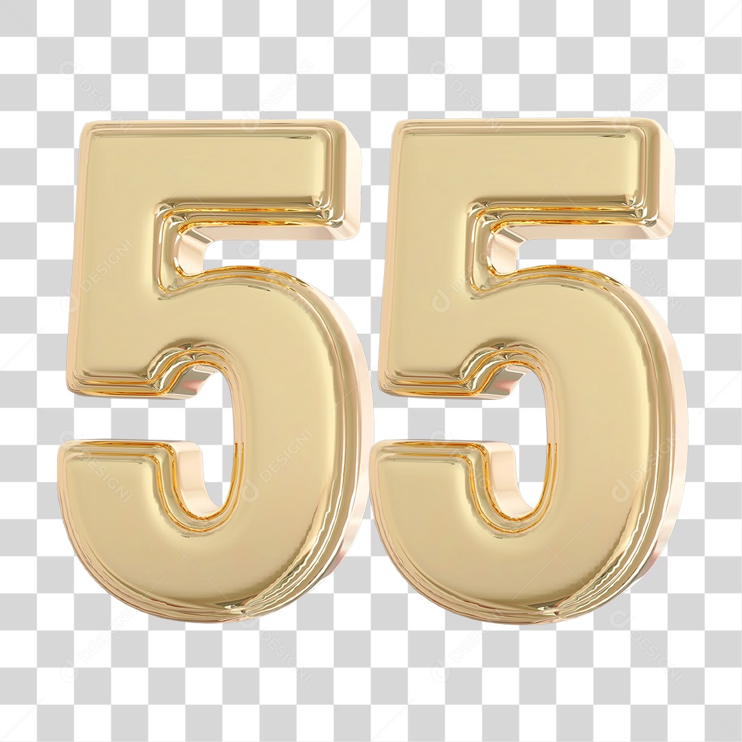 Elemento 3D Para Composição Número 55 Dourado PNG Transparente