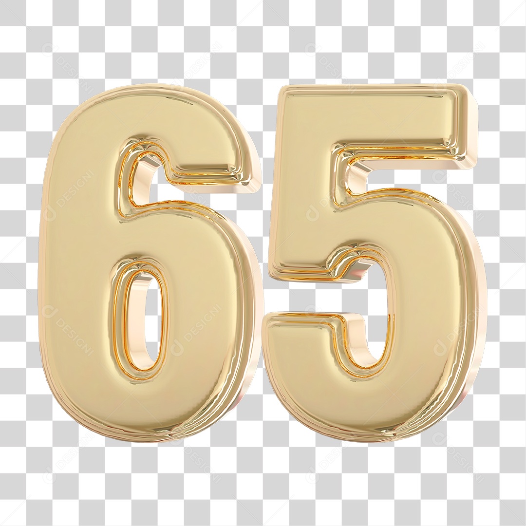 3D Element For Composition Number 65 Golden Transparent PNG