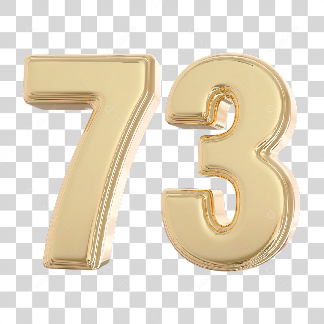 Elemento 3D Para Composição Número 73 Dourado PNG Transparente