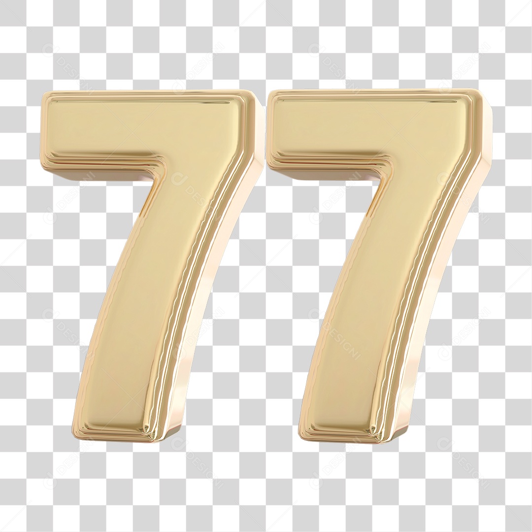 Elemento 3D Para Composição Número 77 Dourado PNG Transparente