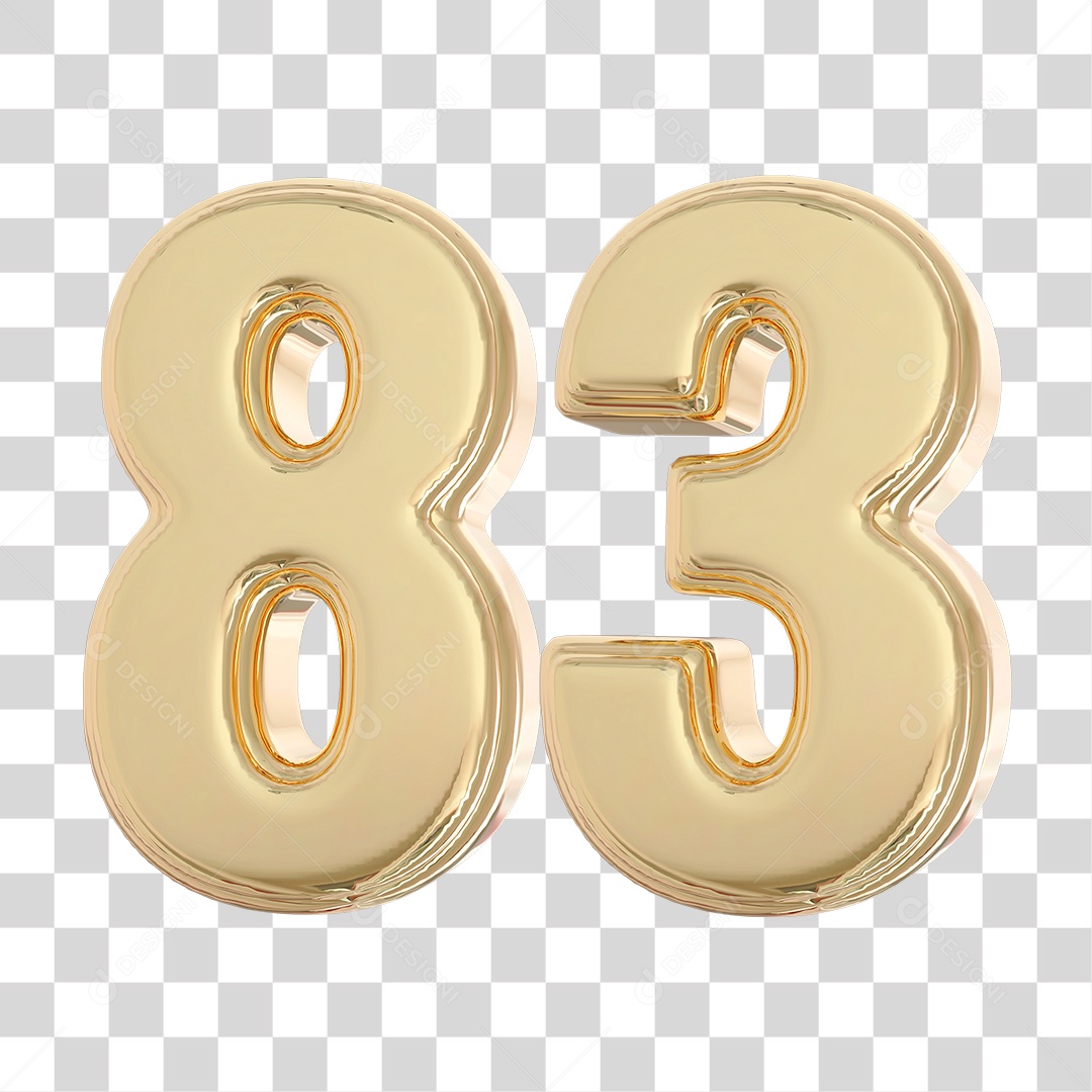 Elemento 3D Para Composição Número 83 Dourado PNG Transparente