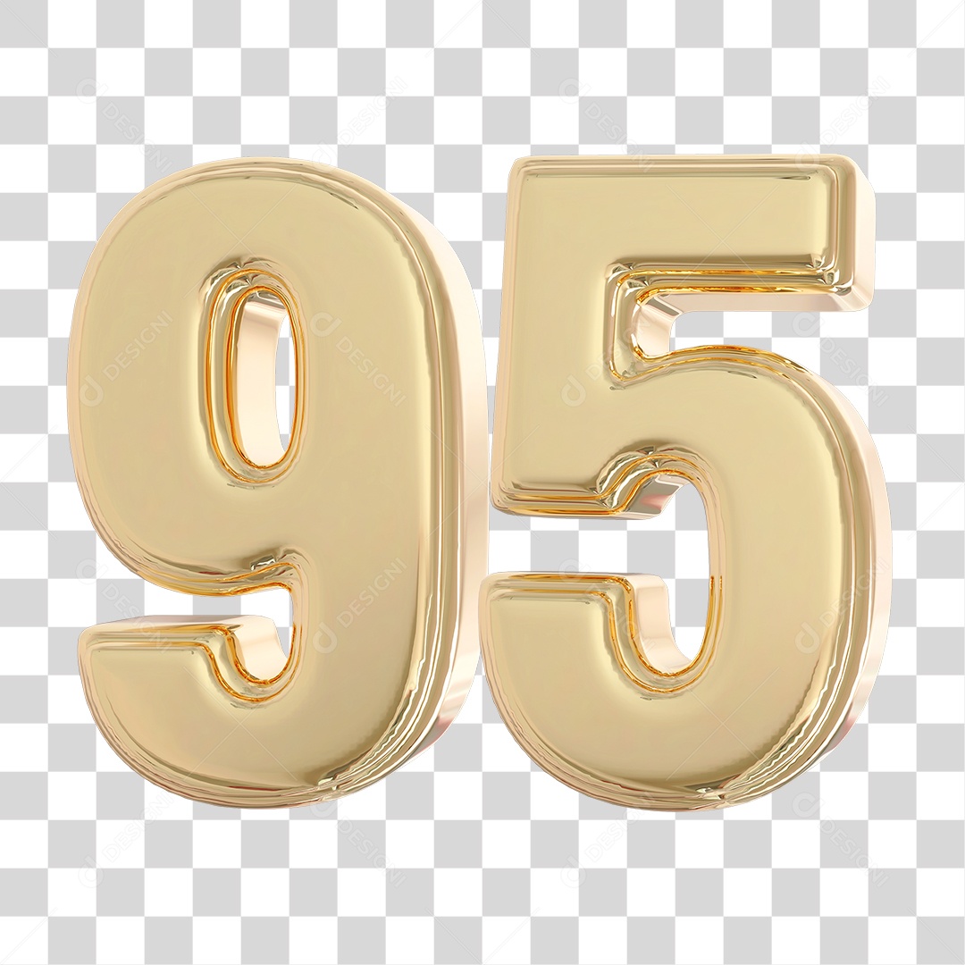 Elemento 3D Para Composição Número 95 Dourado PNG Transparente