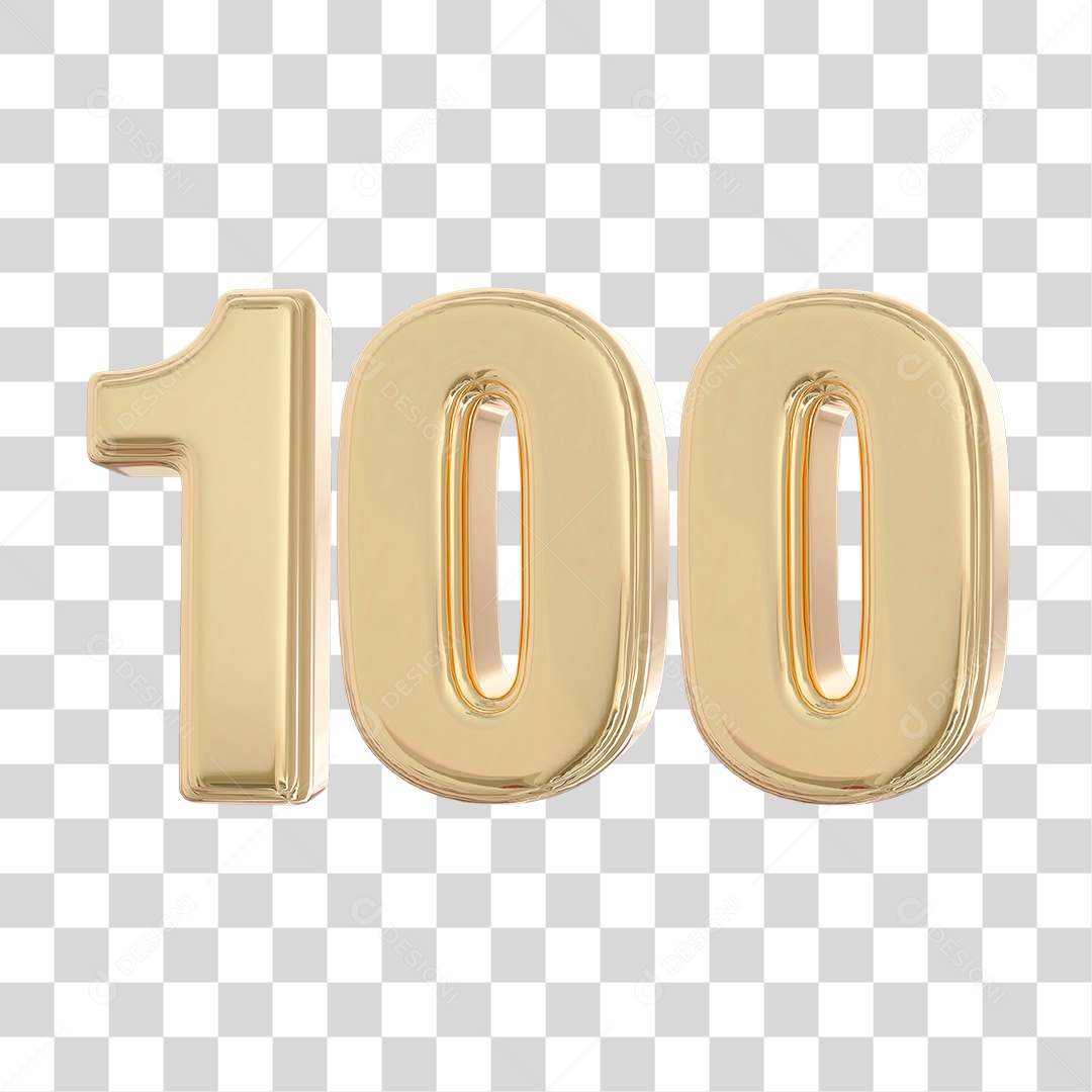 Elemento 3D Para Composição Número 100 Dourado PNG Transparente