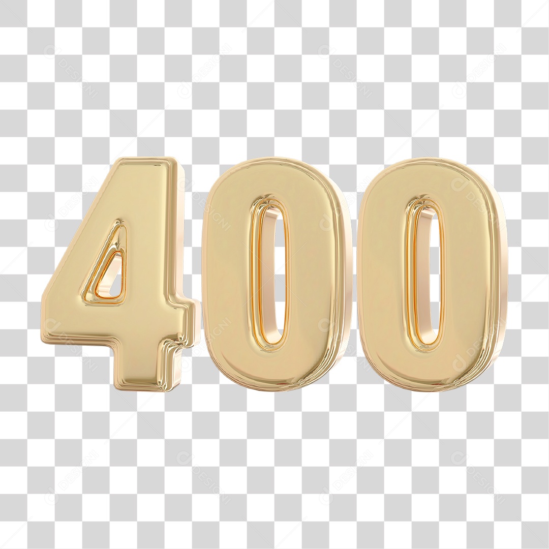 Elemento 3D Para Composição Número 400 Dourado PNG Transparente