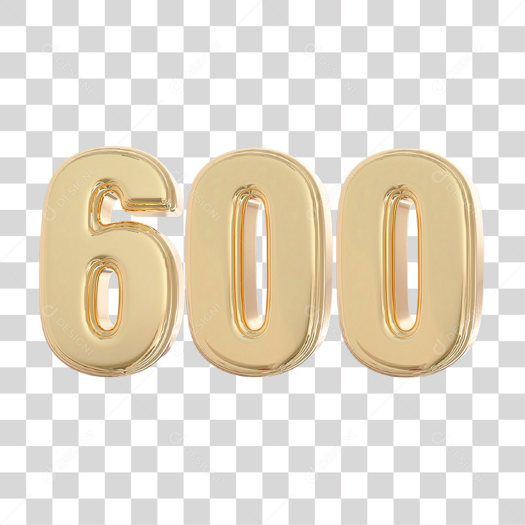 Elemento 3D Para Composição Número 600 Dourado PNG Transparente