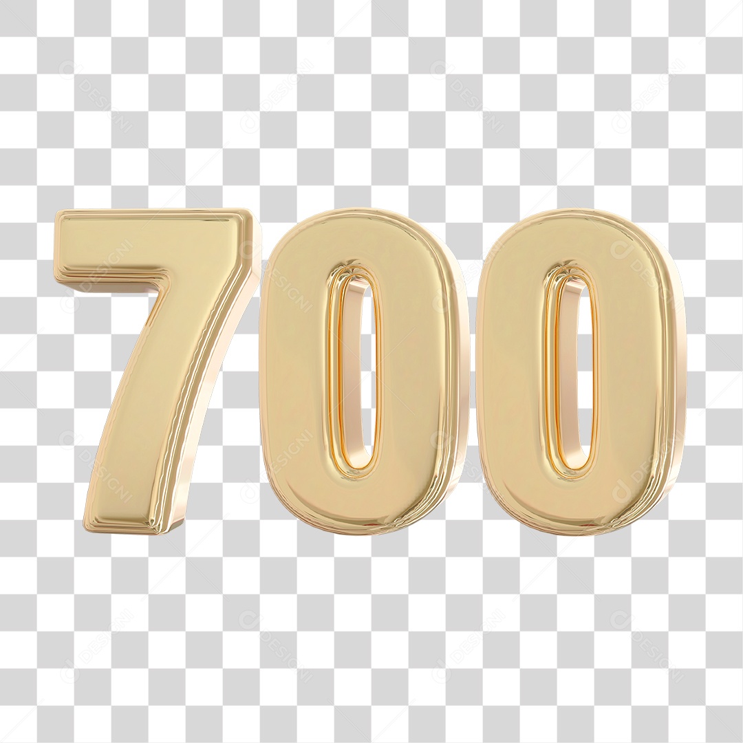 Elemento 3D Para Composição Número 700 Dourado PNG Transparente