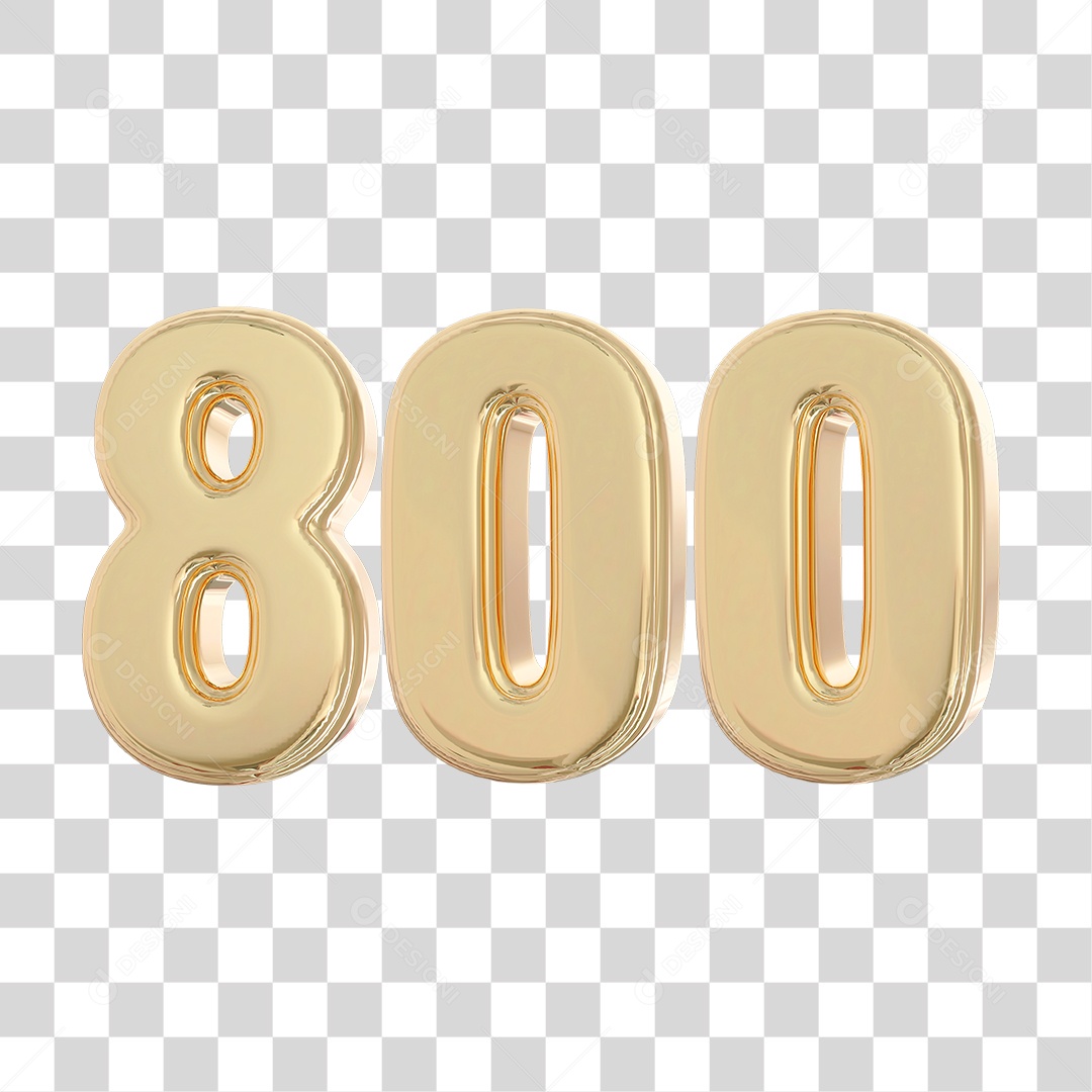 Elemento 3D Para Composição Número 800 Dourado PNG Transparente