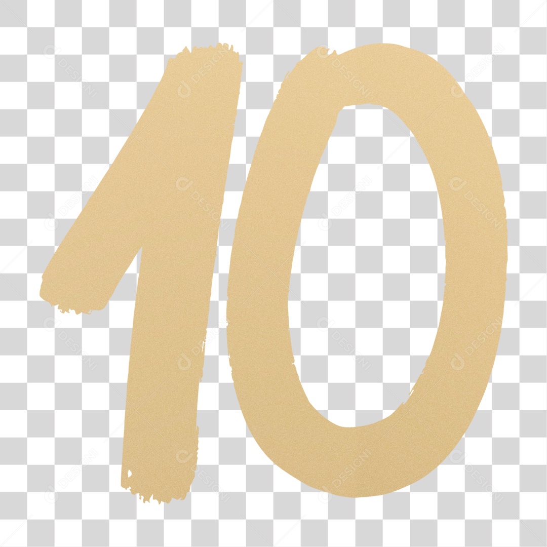 Elemento 3D Para Composição Número 10 Dourado PNG Transparente