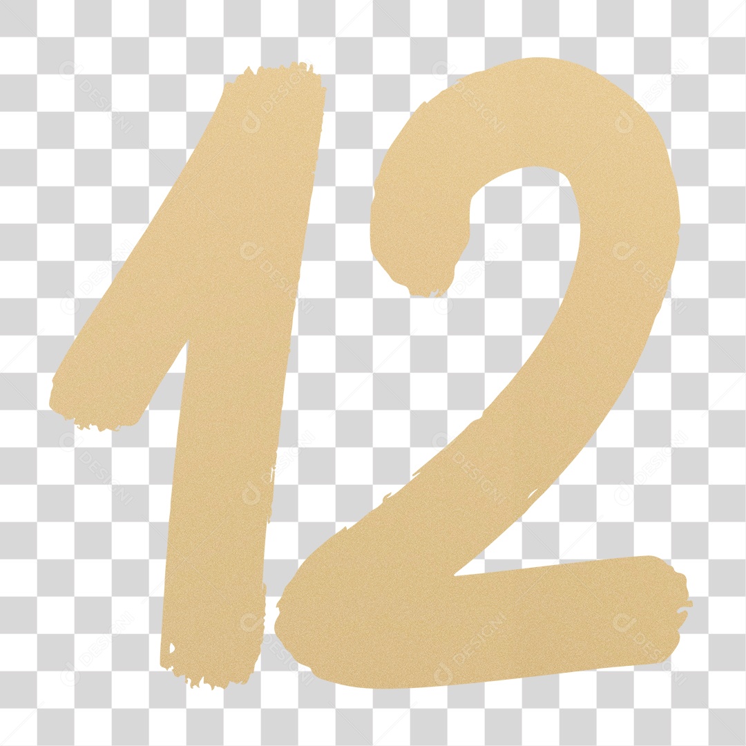 Elemento 3D Para Composição Número 12 Dourado PNG Transparente