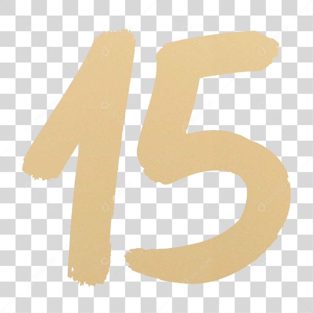 Elemento 3D Para Composição Número 15 Dourado PNG Transparente