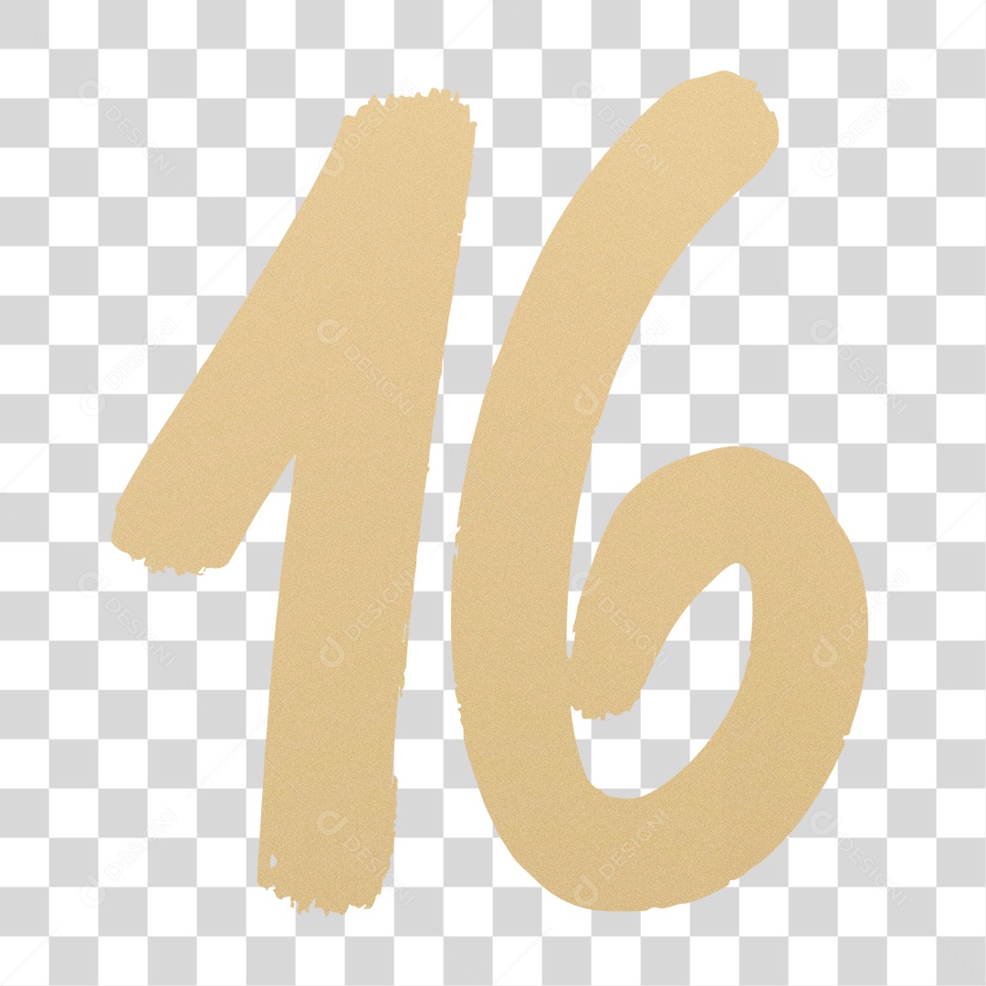 Elemento 3D Para Composição Número 16 Dourado PNG Transparente