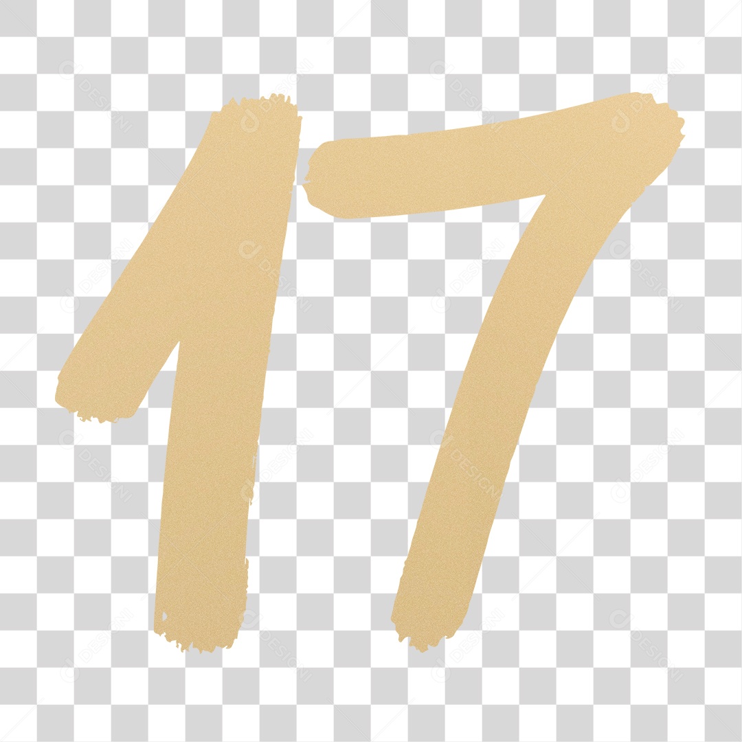 Elemento 3D Para Composição Número 17 Dourado PNG Transparente
