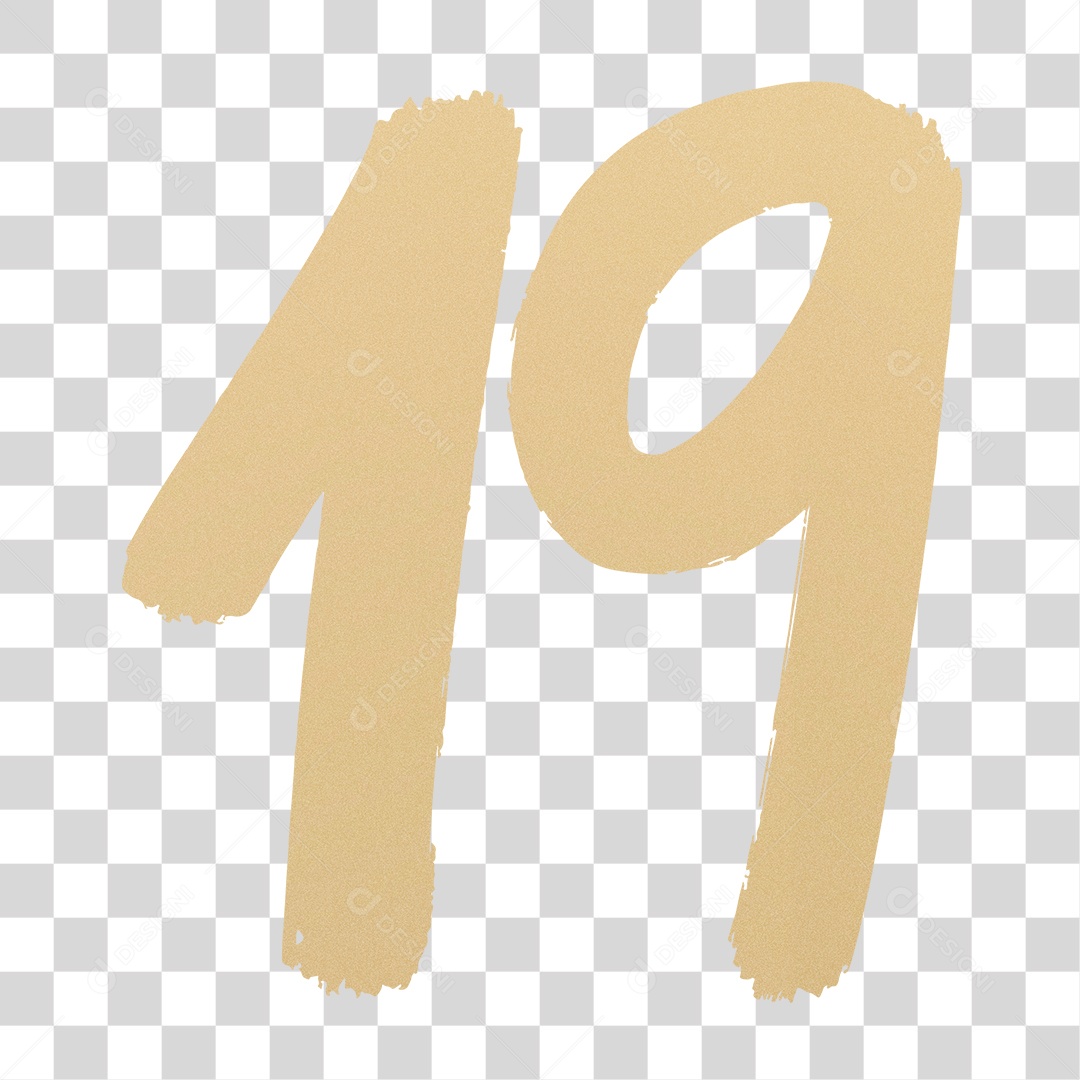 Elemento 3D Para Composição Número 19 Dourado PNG Transparente