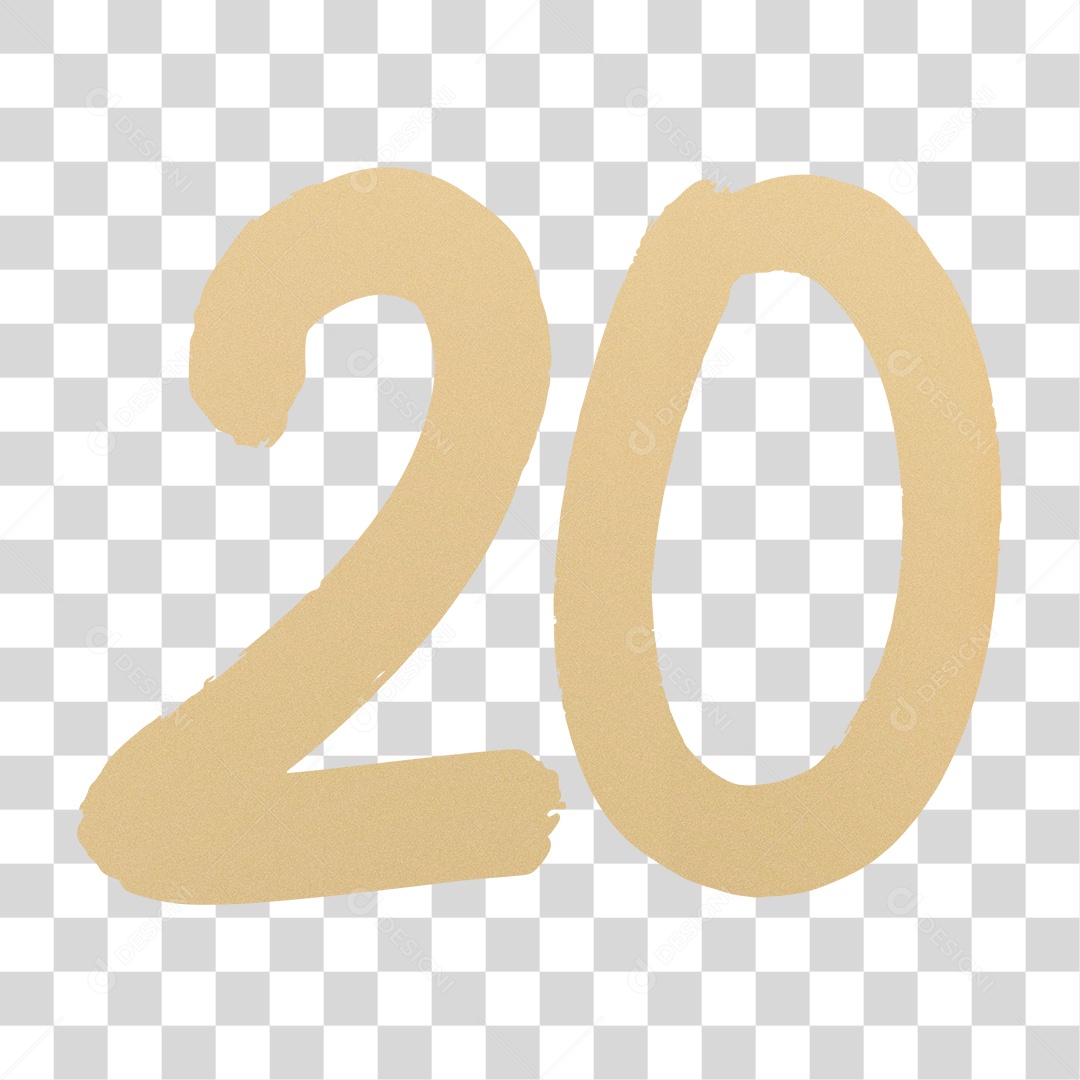 Elemento 3D Para Composição Número 20 Dourado PNG Transparente