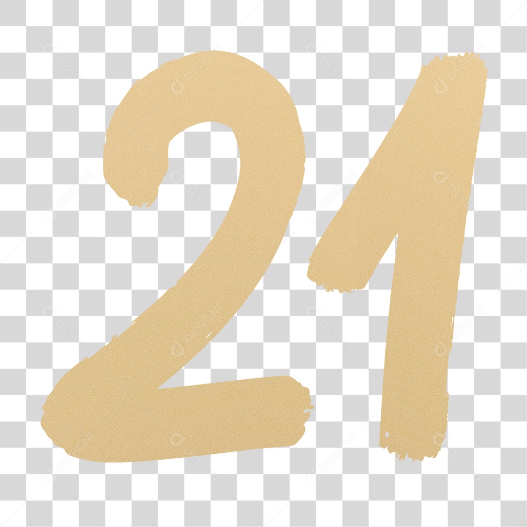 Elemento 3D Para Composição Número 21 Dourado PNG Transparente
