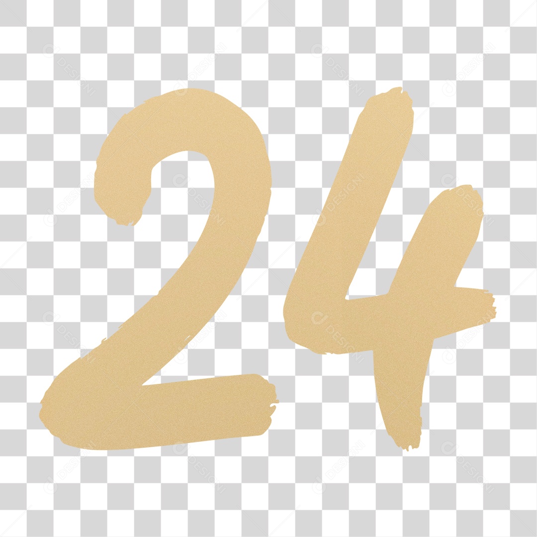Elemento 3D Para Composição Número 24 Dourado PNG Transparente