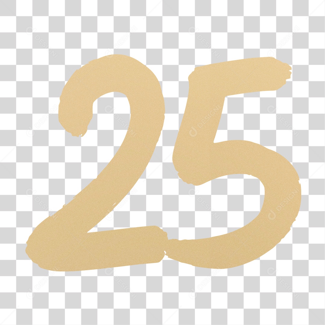 Elemento 3D Para Composição Número 25 Dourado PNG Transparente
