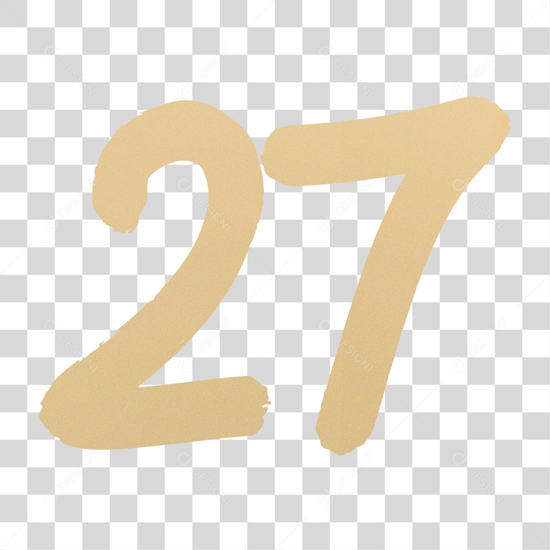 Elemento 3D Para Composição Número 27 Dourado PNG Transparente