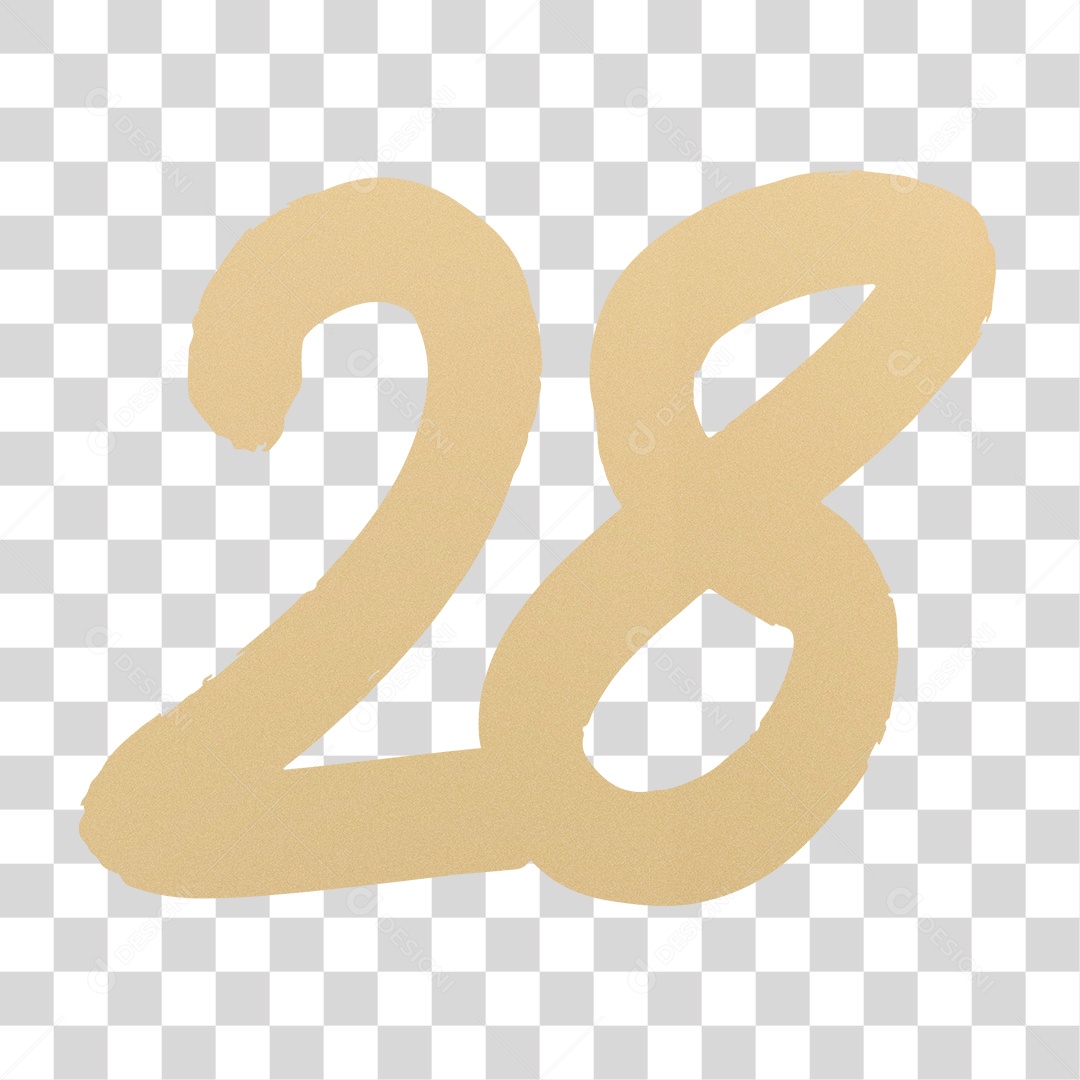 Elemento 3D Para Composição Número 28 Dourado PNG Transparente