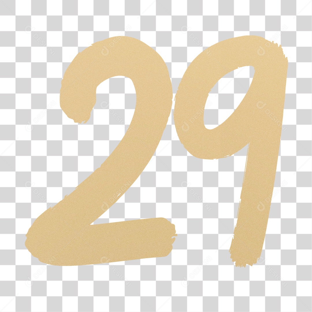 Elemento 3D Para Composição Número 29 Dourado PNG Transparente