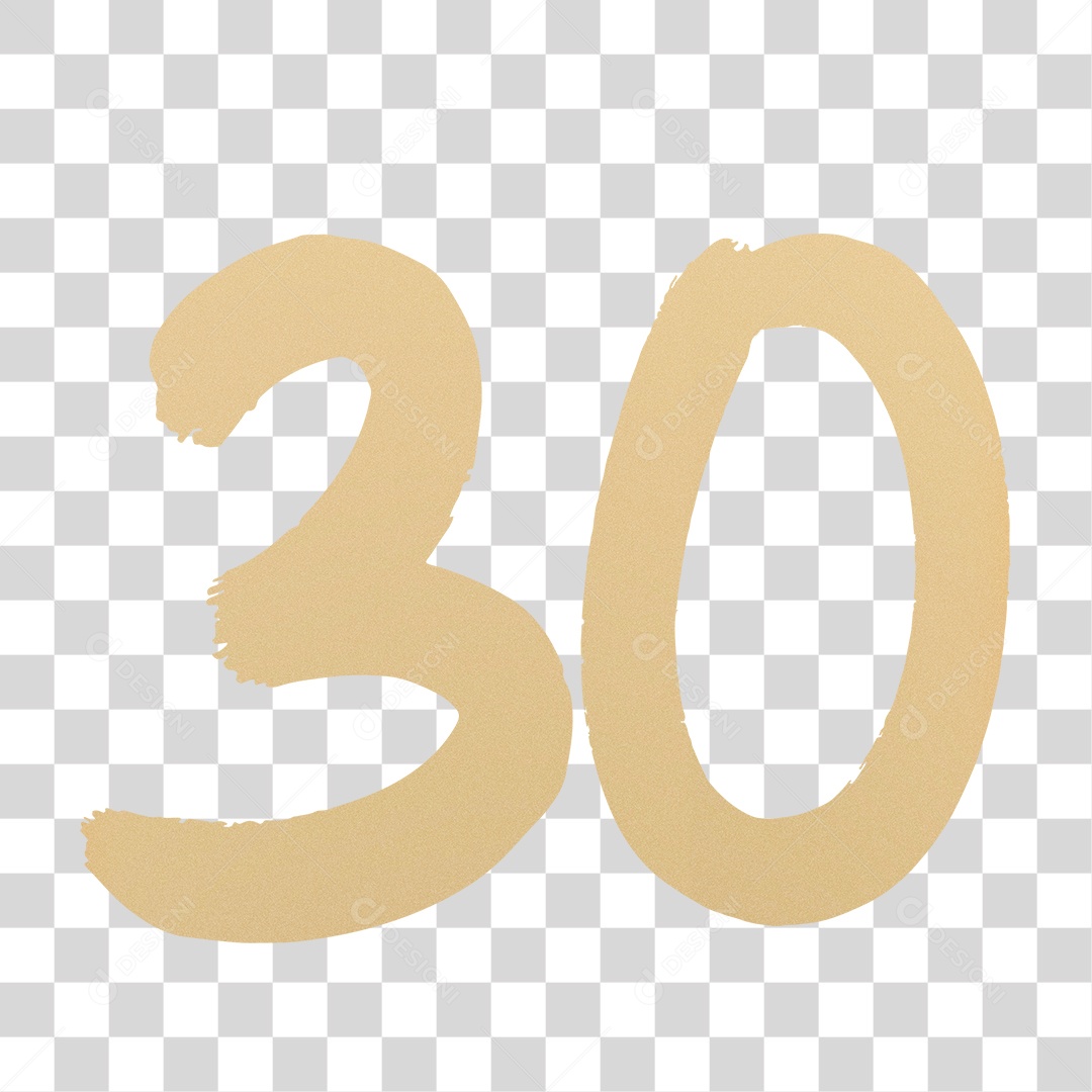 Elemento 3D Para Composição Número 30 Dourado PNG Transparente
