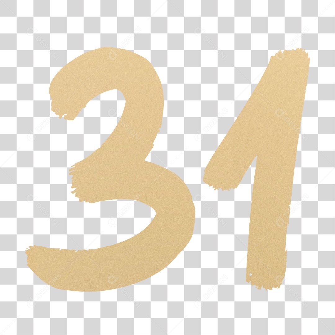Elemento 3D Para Composição Número 31 Dourado PNG Transparente