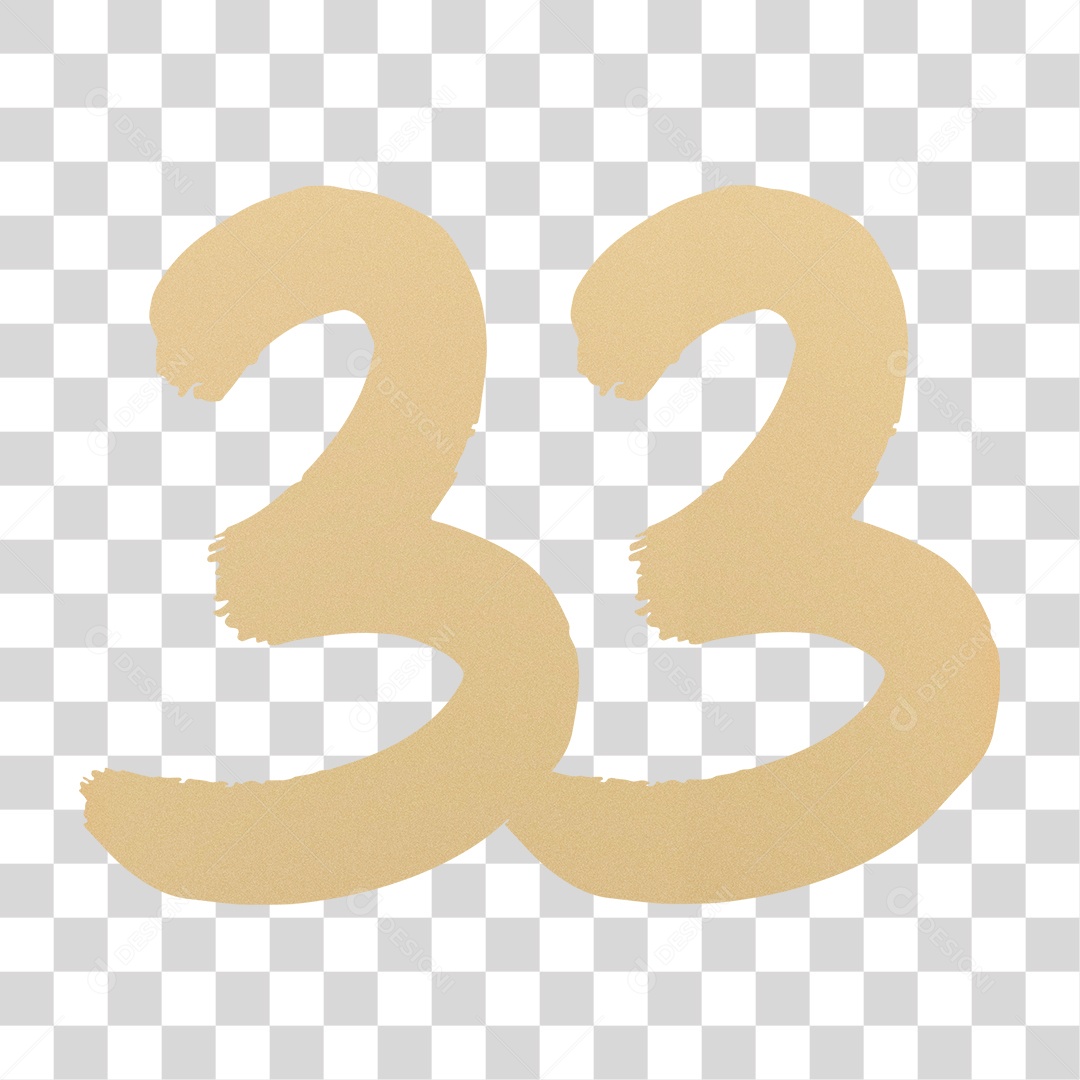Elemento 3D Para Composição Número 33 Dourado PNG Transparente