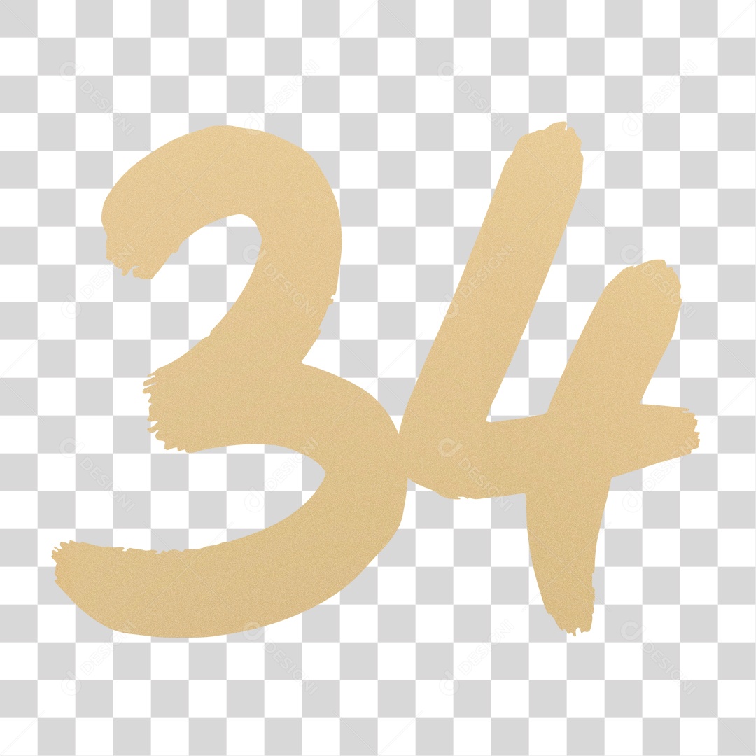 Elemento 3D Para Composição Número 34 Dourado PNG Transparente