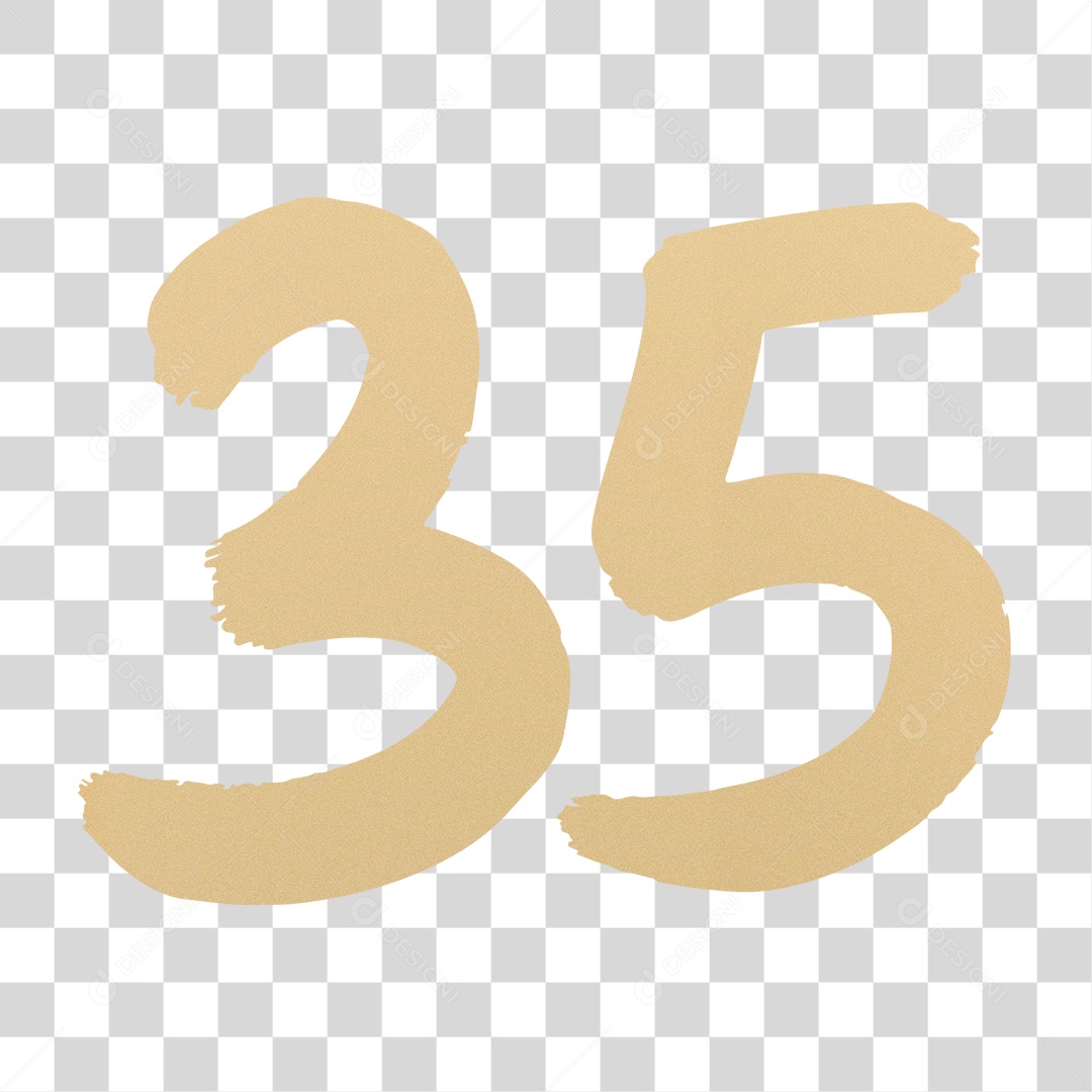 Elemento 3D Para Composição Número 35 Dourado PNG Transparente
