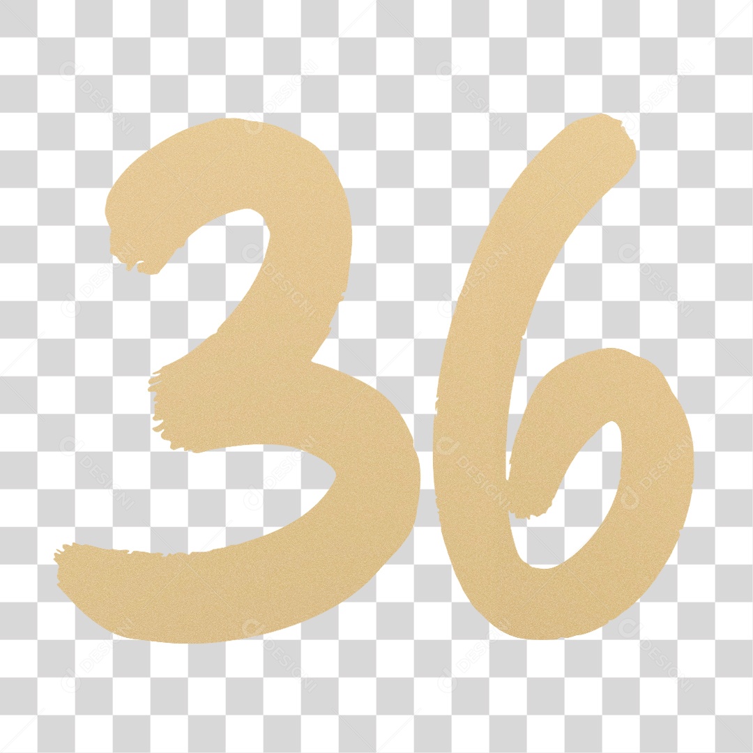 Elemento 3D Para Composição Número 36 Dourado PNG Transparente