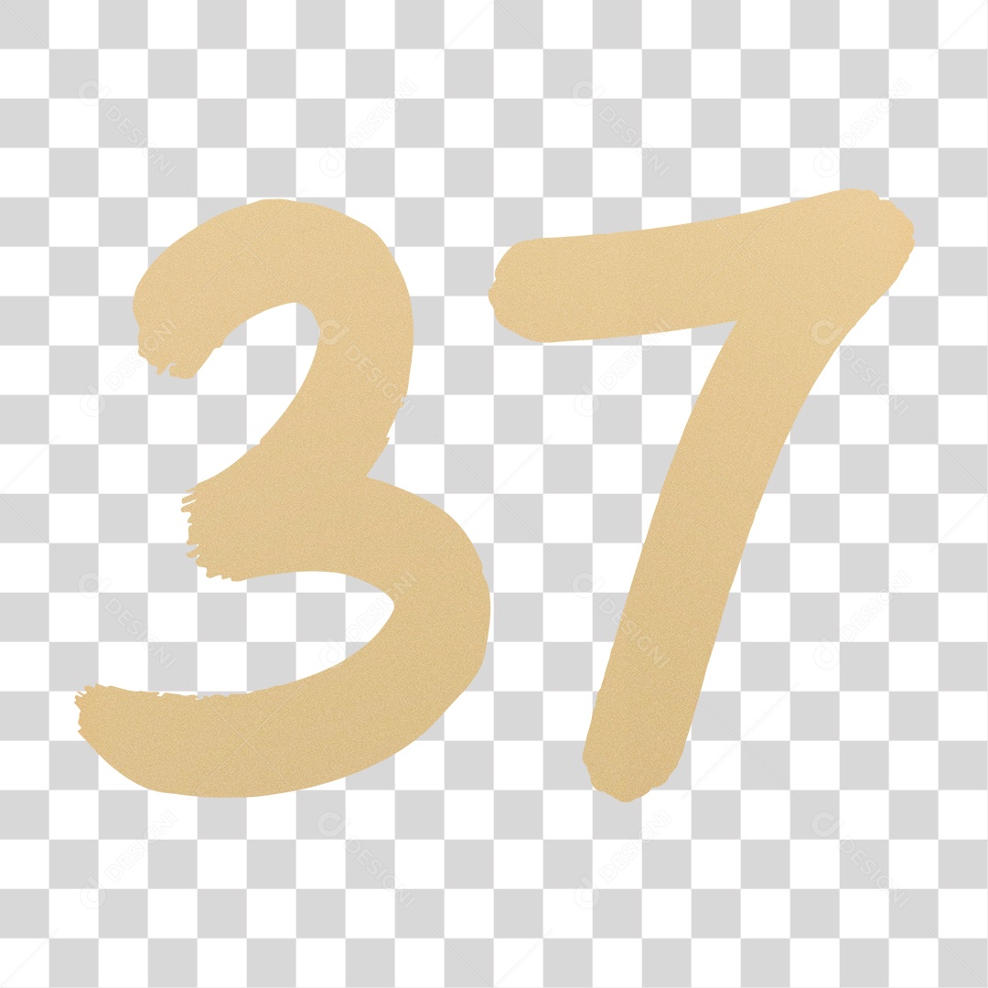 Elemento 3D Para Composição Número 37 Dourado PNG Transparente