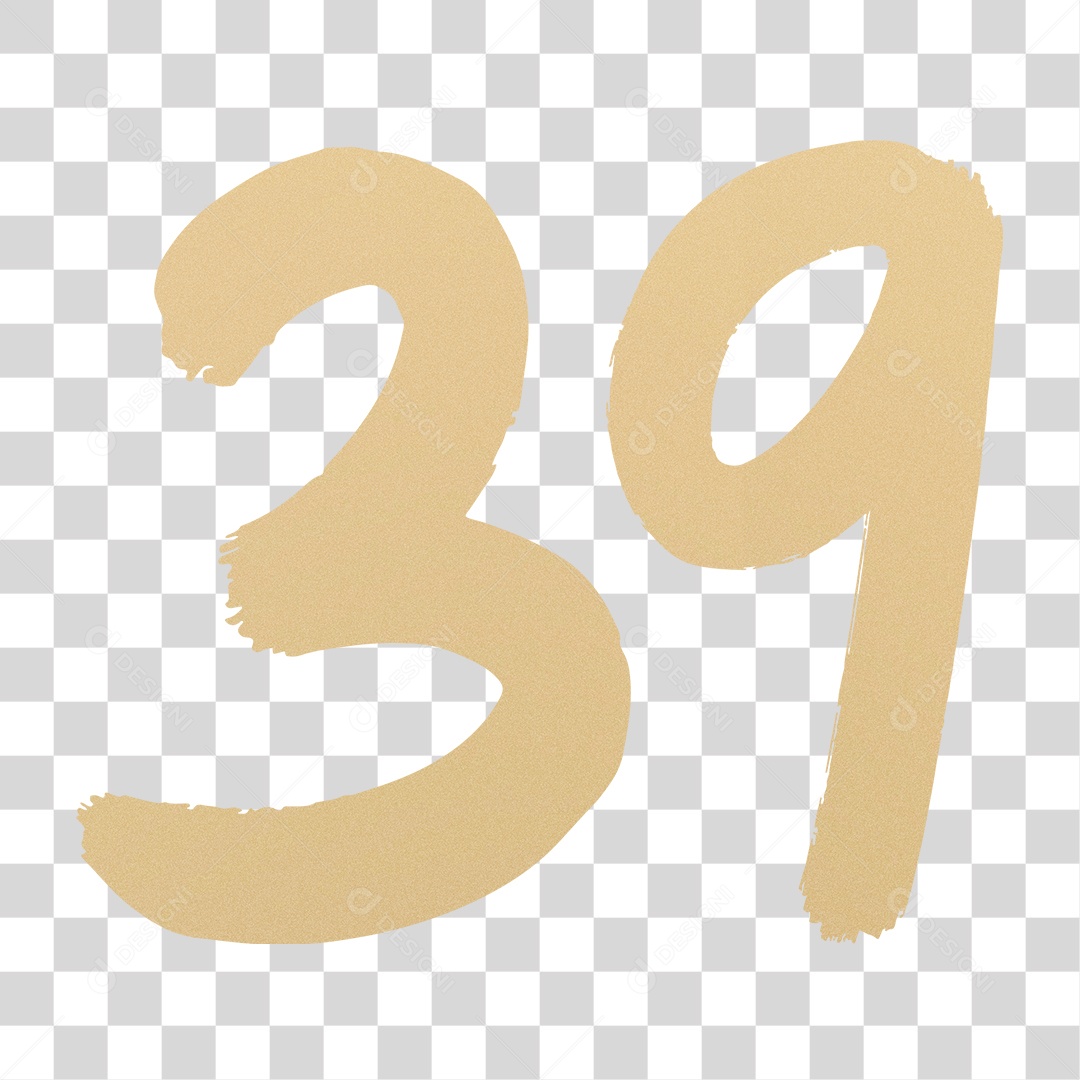 Elemento 3D Para Composição Número 39 Dourado PNG Transparente