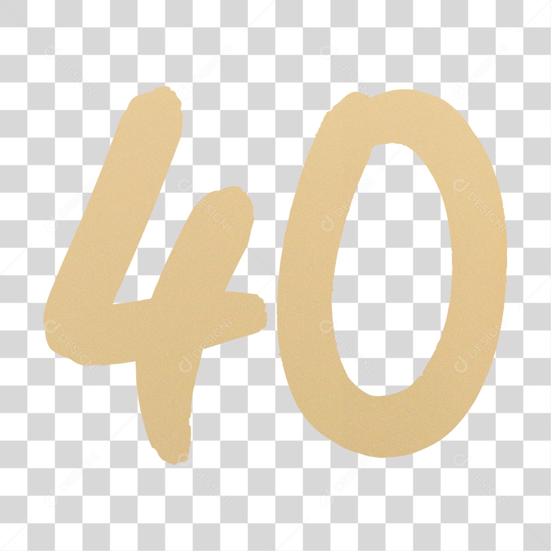 Elemento 3D Para Composição Número 40 Dourado PNG Transparente