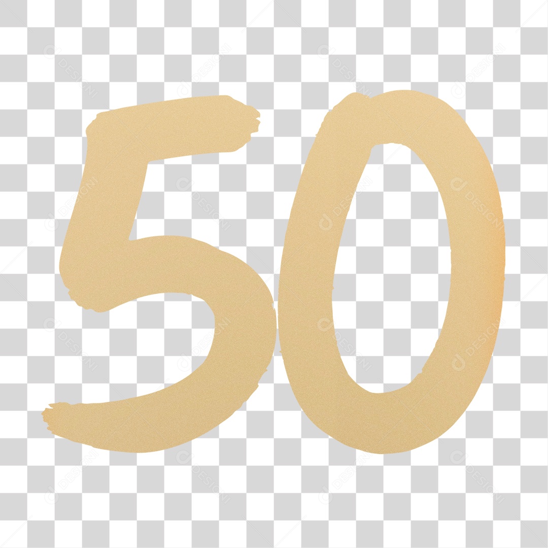 Elemento 3D Para Composição Número 50 Dourado PNG Transparente