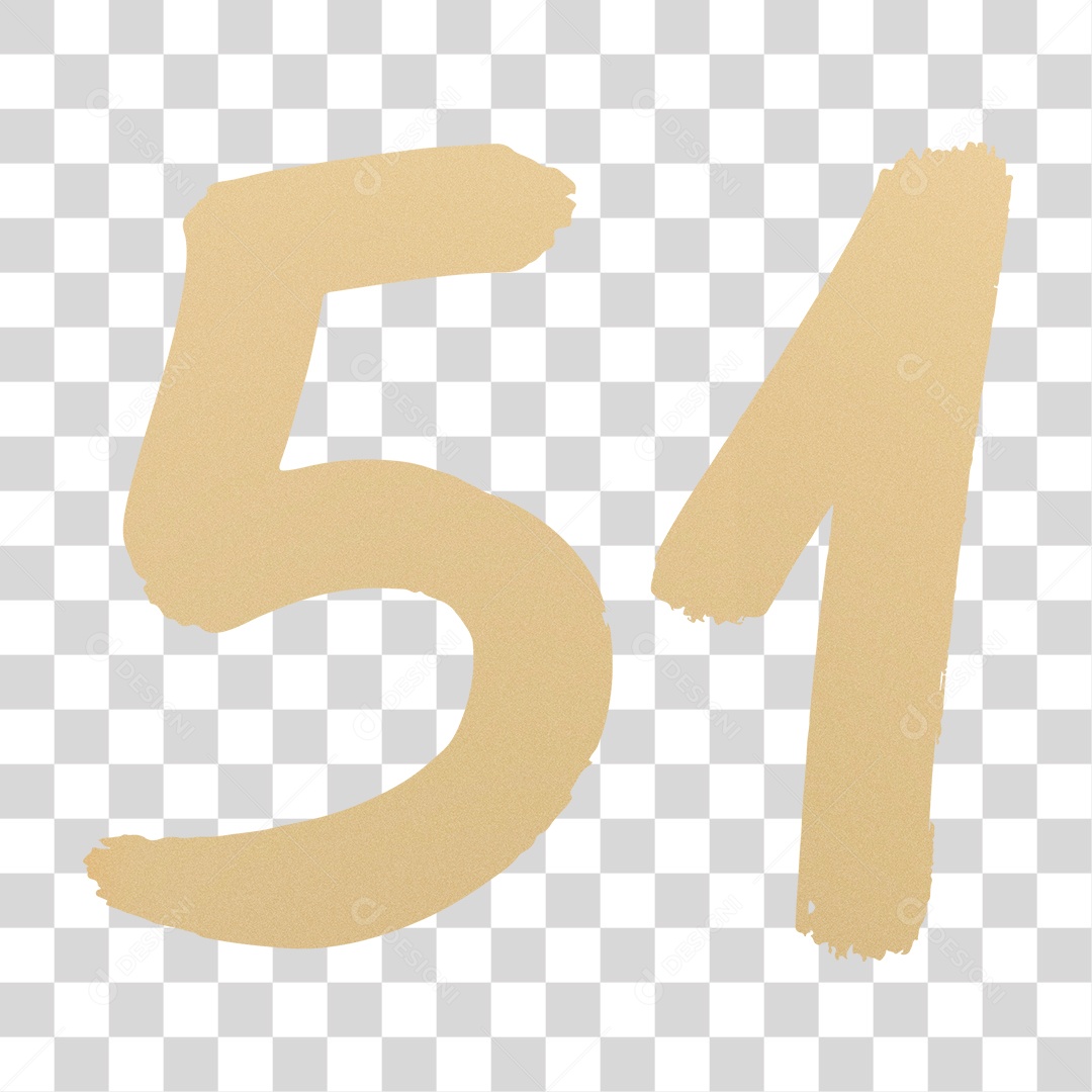Elemento 3D Para Composição Número 51 Dourado PNG Transparente