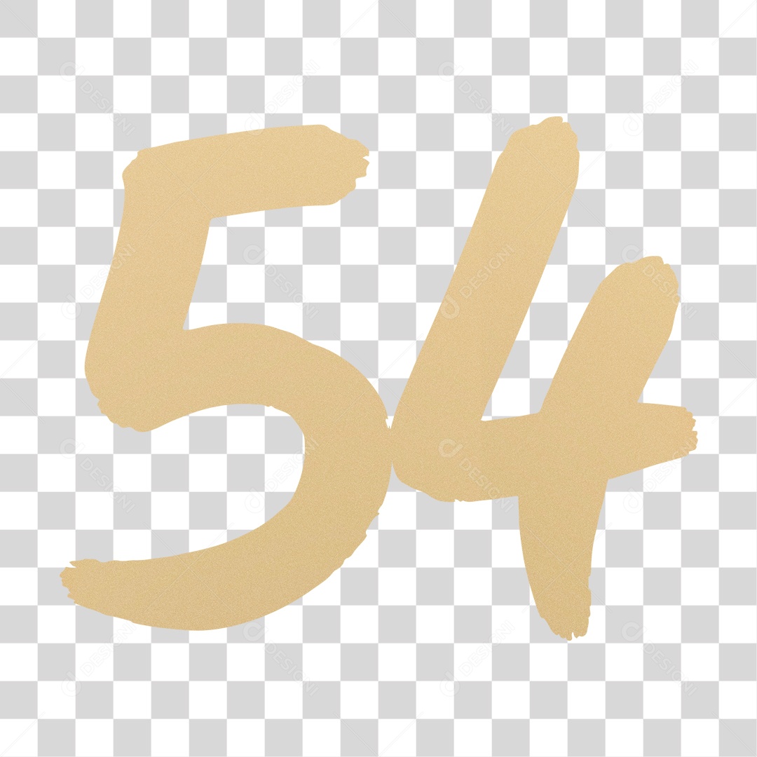 Elemento 3D Para Composição Número 54 Dourado PNG Transparente