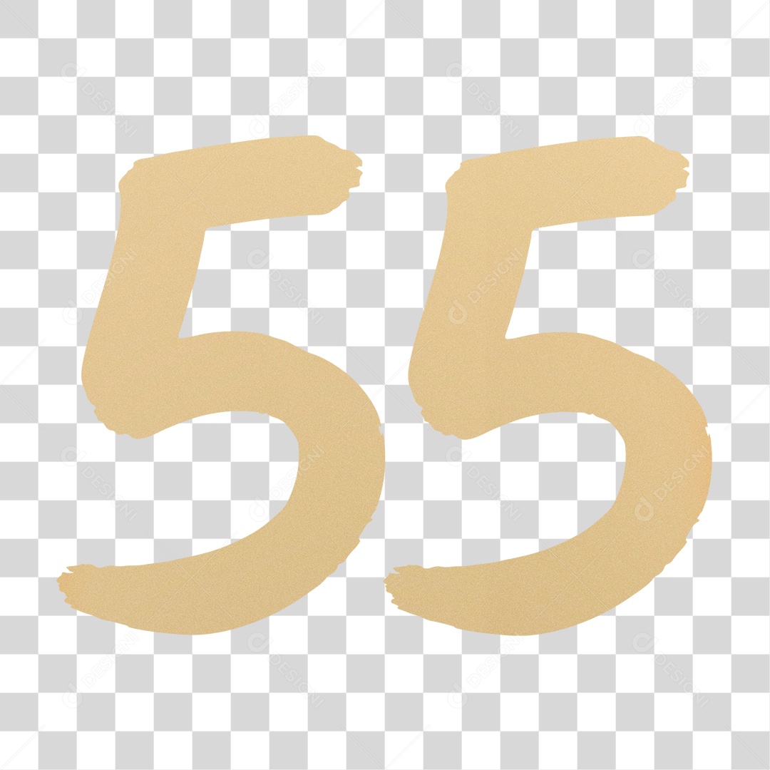 Elemento 3D Para Composição Número 55 Dourado PNG Transparente