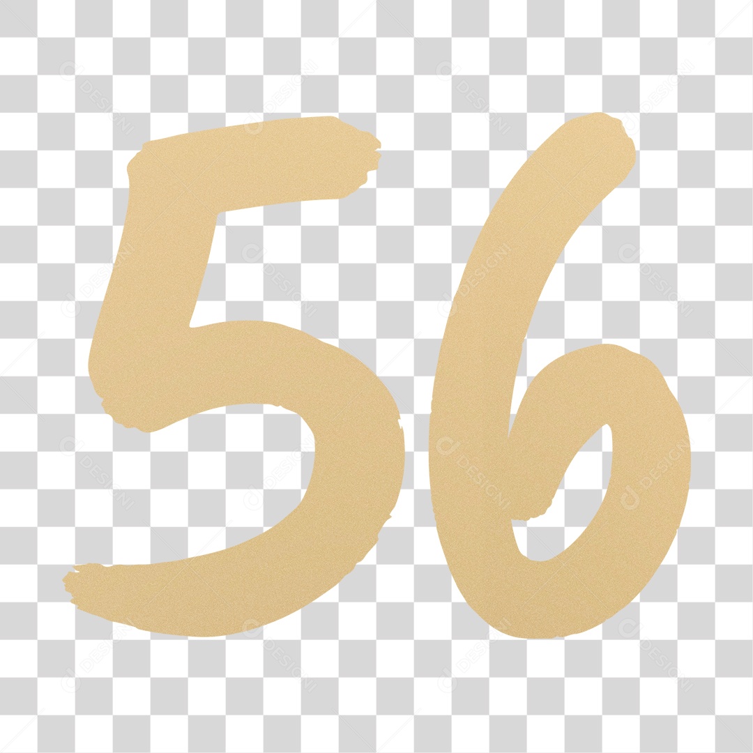 Elemento 3D Para Composição Número 56 Dourado PNG Transparente
