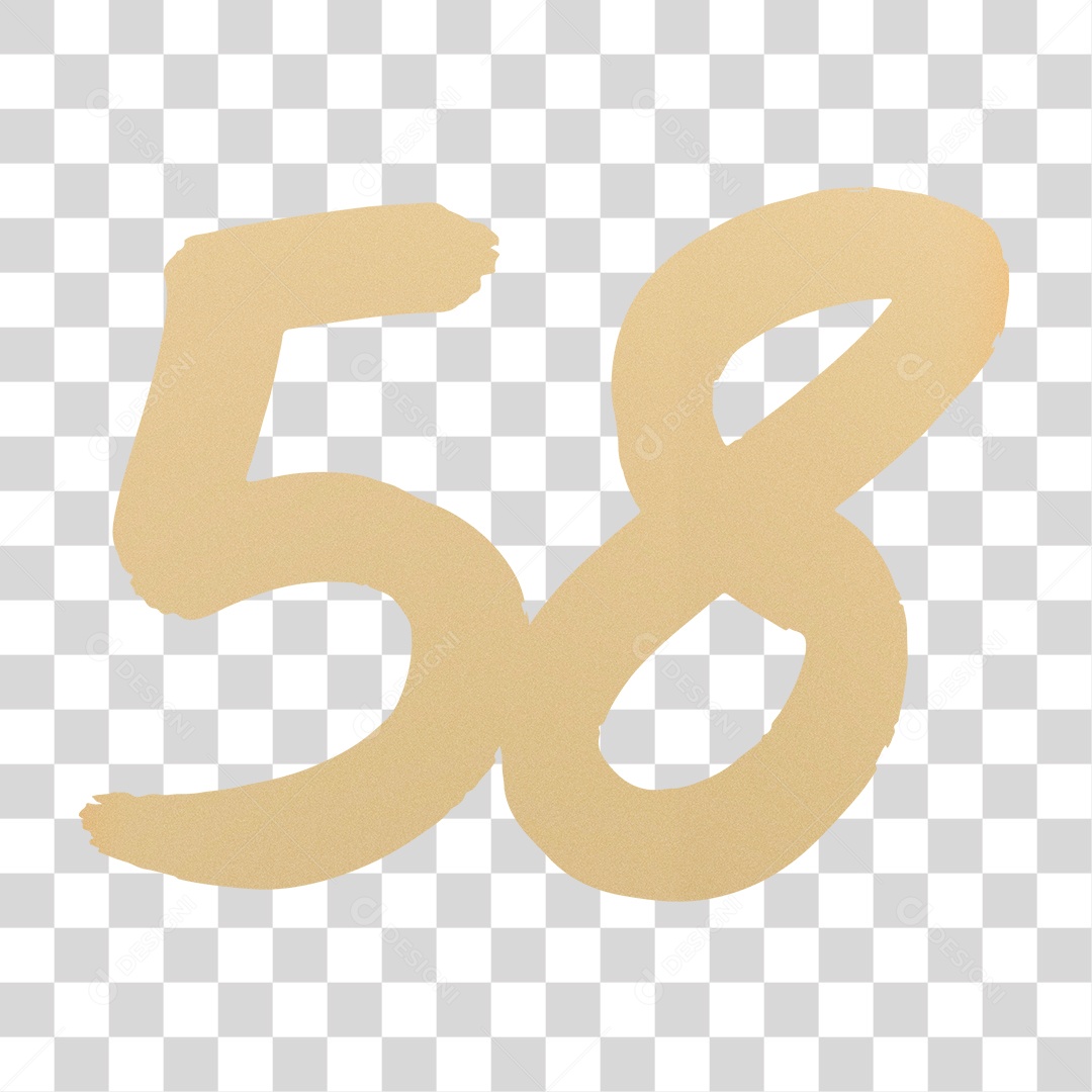 Elemento 3D Para Composição Número 58 Dourado PNG Transparente