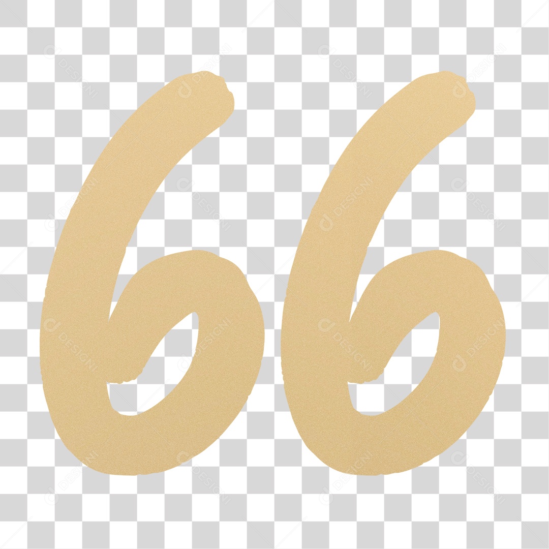Elemento 3D Para Composição Número 66 Dourado PNG Transparente