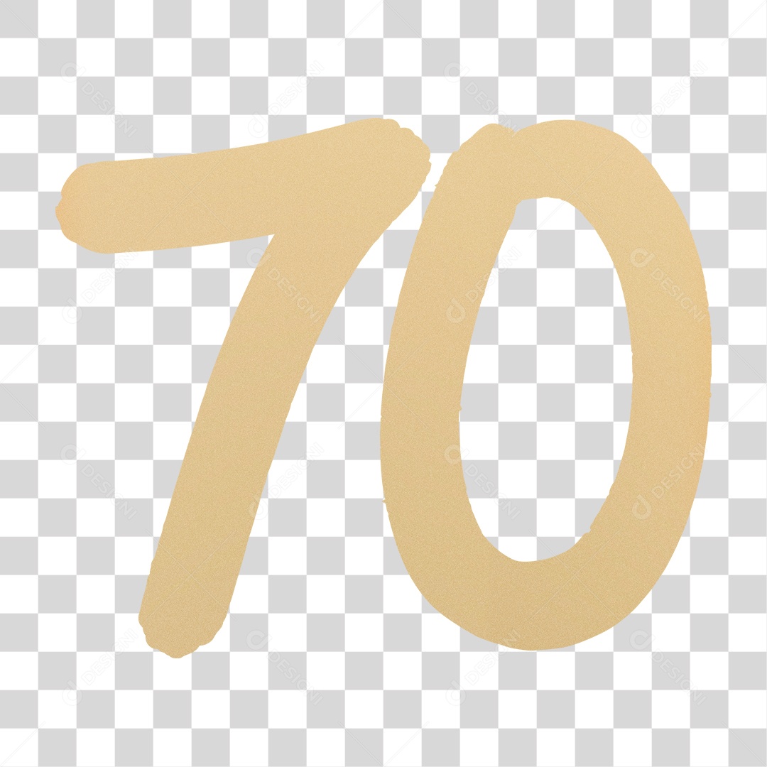 Elemento 3D Para Composição Número 70 Dourado PNG Transparente