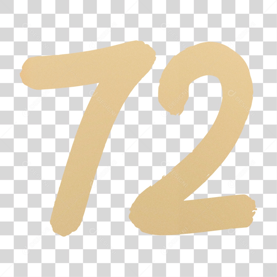 Elemento 3D Para Composição Número 72 Dourado PNG Transparente