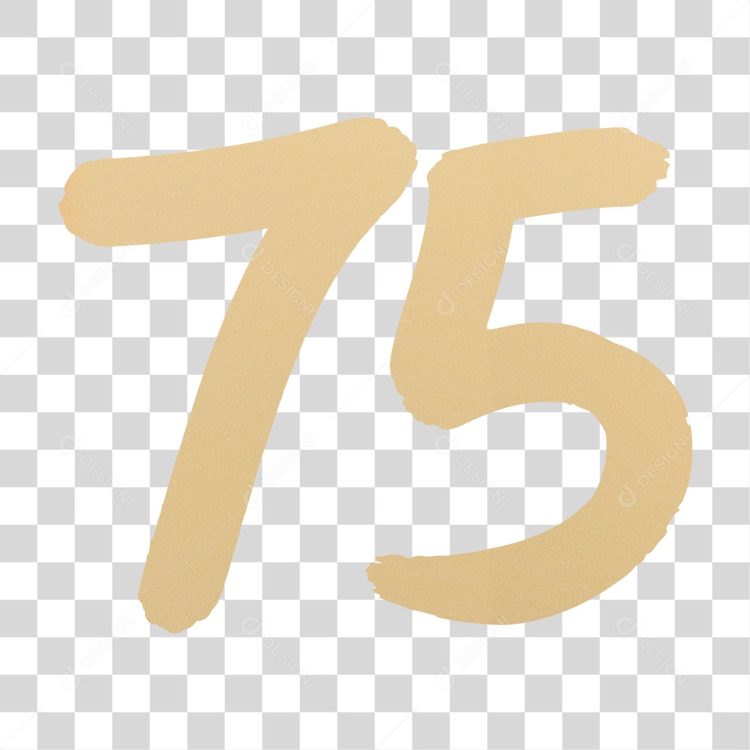 Elemento 3D Para Composição Número 75 Dourado PNG Transparente