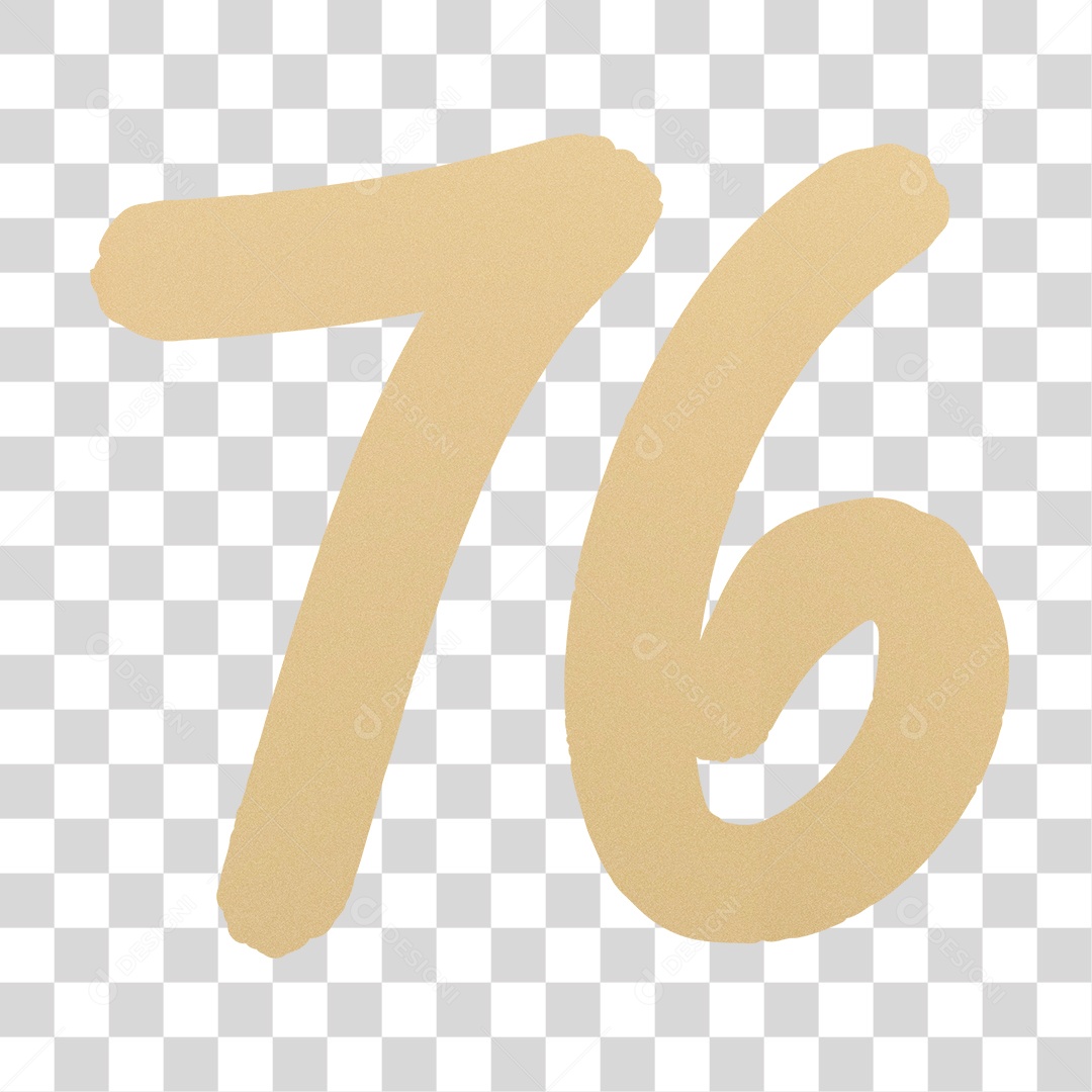 Elemento 3D Para Composição Número 76 Dourado PNG Transparente