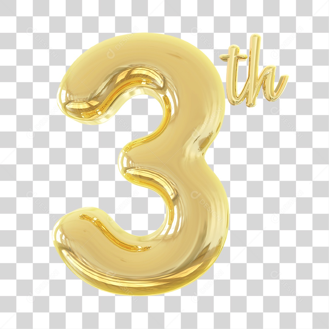 Número 3D Para Composição 3Th PNG Transparente