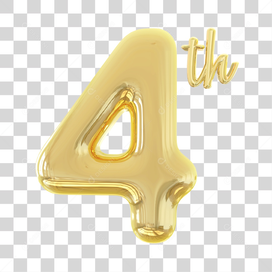 Número 3D Para Composição 4Th PNG Transparente