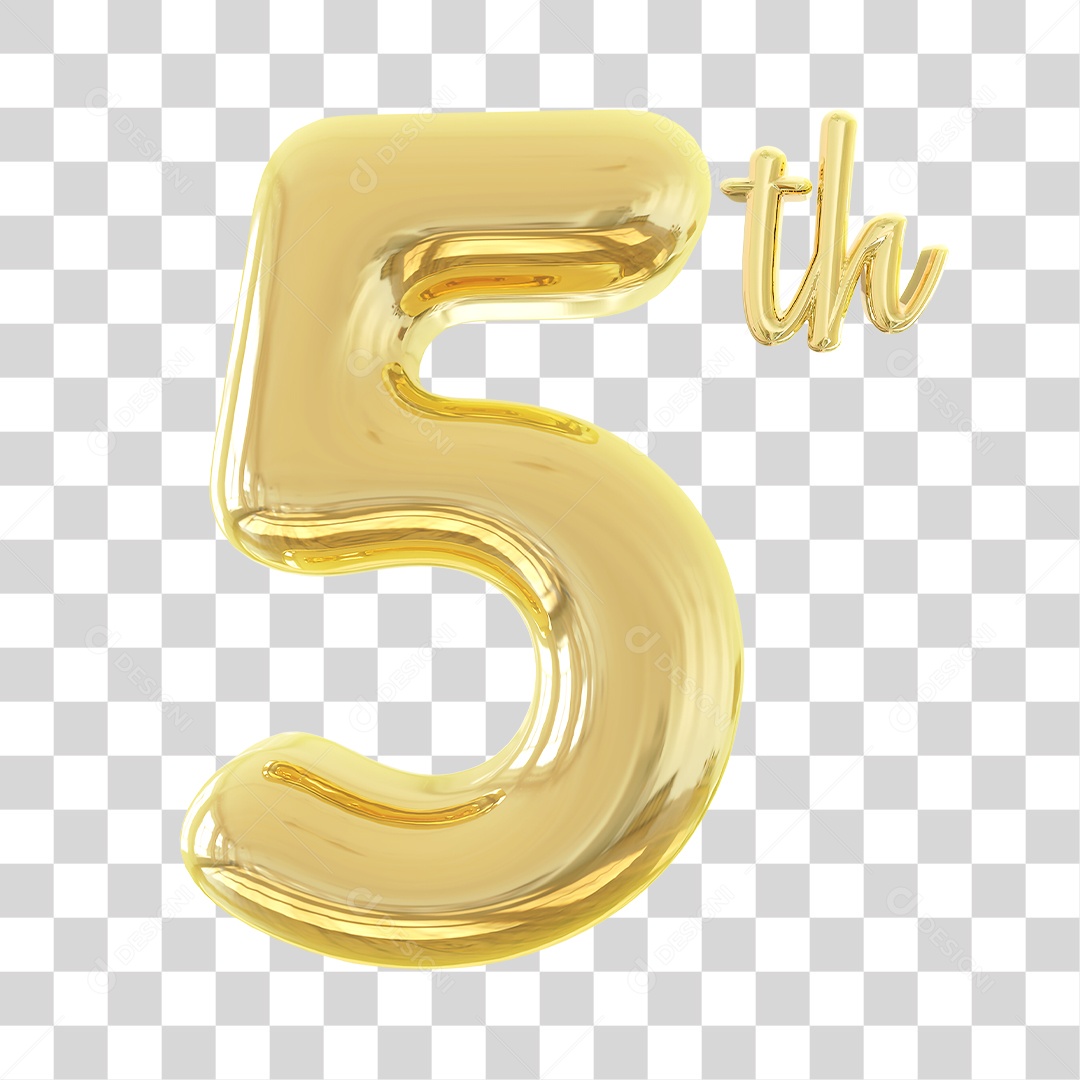Número 3D Para Composição 5Th PNG Transparente