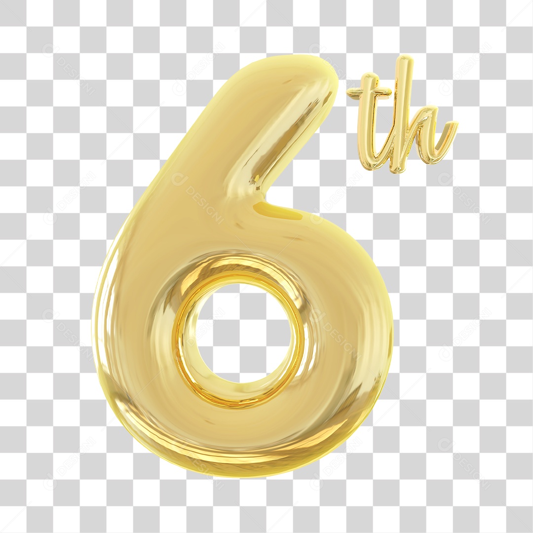 Número 3D Para Composição 6Th PNG Transparente